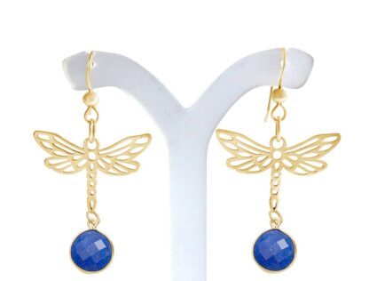 Ohrhaken "Libelle" 925 Silber/vergoldet mit Blue Saphiren – Bild 5