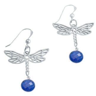 Ohrhaken "Libelle" 925 Silber mit Blue Saphiren