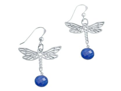 Ohrhaken "Libelle" 925 Silber mit Blue Saphiren