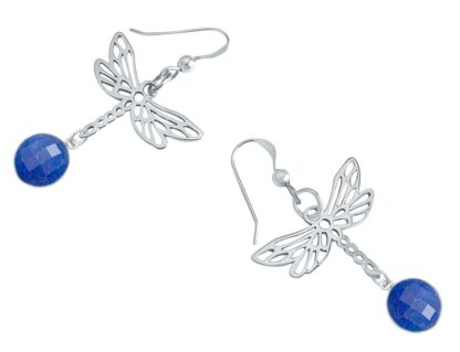 Ohrhaken "Libelle" 925 Silber mit Blue Saphiren – Bild 4