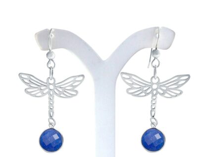 Ohrhaken "Libelle" 925 Silber mit Blue Saphiren – Bild 5
