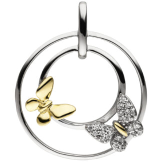 Anhänger "Schmetterlinge" ringförmig 925 Silber/teilvergoldet mit Zirkonia