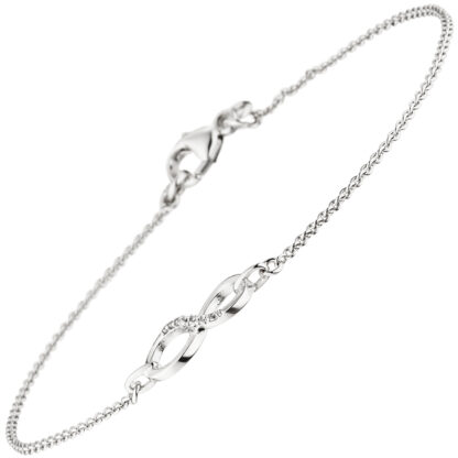 Ankerarmband "unendlich" 925 Silber mit 7 Zirkonia weiß – Bild 2
