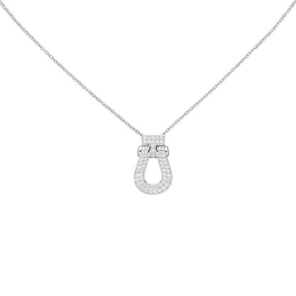 Collier/Ankerkette "Hufeisen" 925 Silber mit 64 Zirkonia