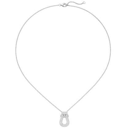 Collier/Ankerkette "Hufeisen" 925 Silber mit 64 Zirkonia