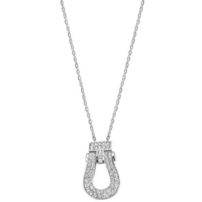 Collier/Ankerkette "Hufeisen" 925 Silber mit 64 Zirkonia