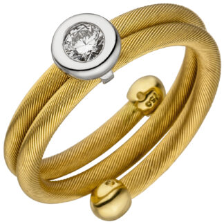 Ring Kabel-Design 750 Gelb-/Weißgold mit Brillant 0,15 ct.