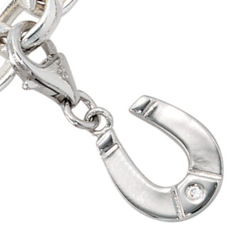 Einhänger/Charm "Hufeisen" 925 Silber mit Zirkonia weiß