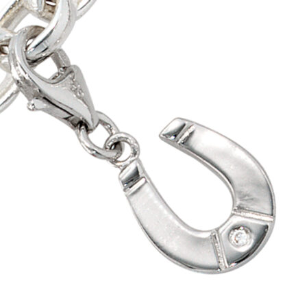 Einhänger/Charm "Hufeisen" 925 Silber mit Zirkonia weiß