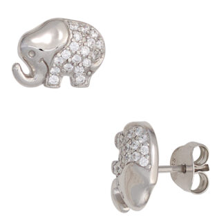 Kinder-Ohrstecker "Elefant" 925 Silber mit Zirkonia weiß