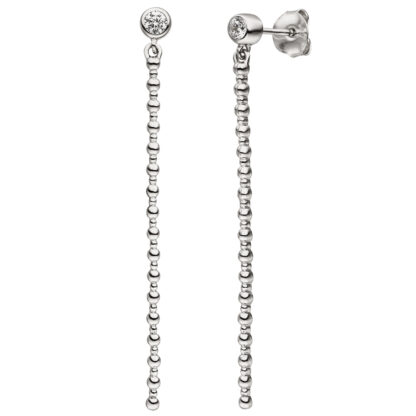 Ohrstecker mit Kügelchen 925 Silber und Zirkonia weiß
