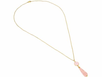 Collier 925 Silber/vergoldet mit 2 Rosenquarzen