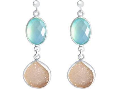 Ohrstecker 925 Silber mit Chalcedon und DRUZY rosé