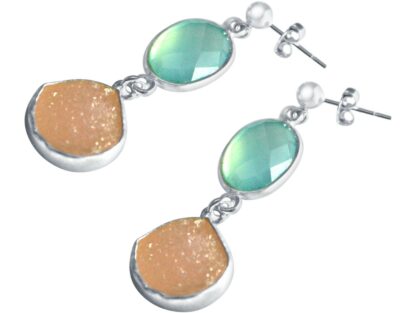 Ohrstecker 925 Silber mit Chalcedon und DRUZY rosé