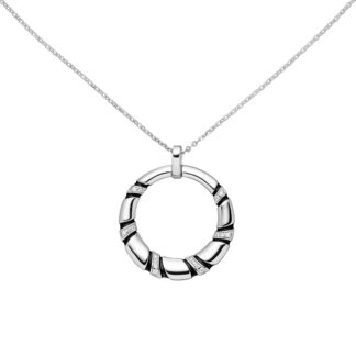 Collier/Ankerkette mit Ring-Anhänger 925 Silber und Lack schwarz