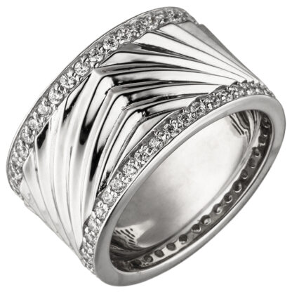 Ring 925 Silber mit Zirkonia weiß futuristisch