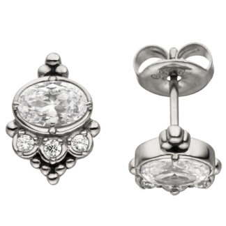 Ohrstecker Edelstahl mit 8 Zirkonia weiß oriental