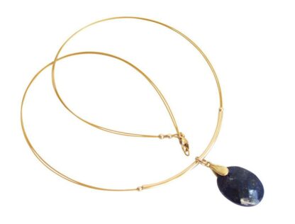 Collier vergoldet mit Lapis Lazuli oval