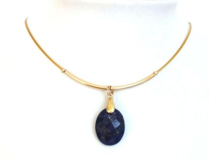 Collier vergoldet mit Lapis Lazuli oval