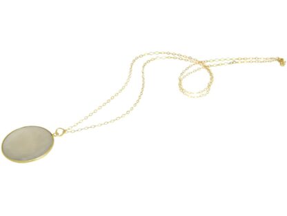Collier 925 Silber/vergoldet mit Mondstein grau