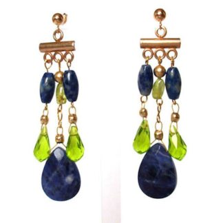 Ohrstecker vergoldet mit Peridot und Lapis Lazuli mediterran