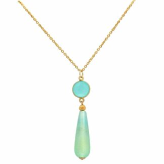 Collier 925 Silber/vergoldet mit Chalcedon und Opal-Tropfen