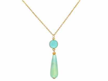 Collier 925 Silber/vergoldet mit Chalcedon und Opal-Tropfen