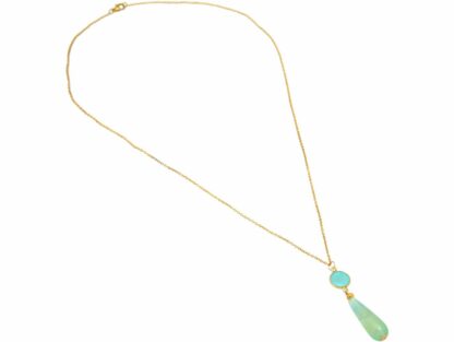 Collier 925 Silber/vergoldet mit Chalcedon und Opal-Tropfen