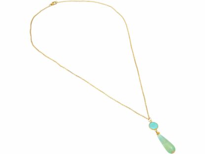 Collier 925 Silber/vergoldet mit Chalcedon und Opal-Tropfen