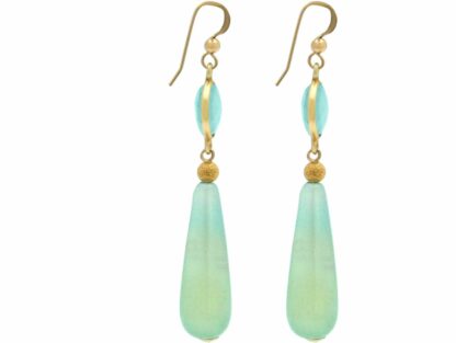 Ohrhaken 925 Silber/vergoldet mit Chalcedon und Opal-Tropfen