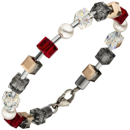 Würfel-Armband Edelstahl mit SWAROVSKI® ELEMENTS und Hämatit