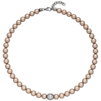 Collier Edelstahl mit SWAROVSKI® ELEMENTS champagner und Zirkonia weiß