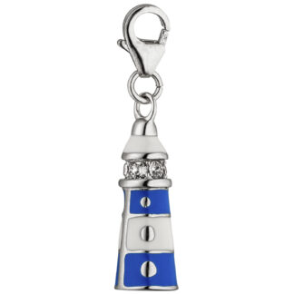 Einhänger/Charm "Leuchtturm" 925 Silber blau weiß