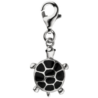 Einhänger/Charm "Schildkröte" 925 Silber mit Lack schwarz