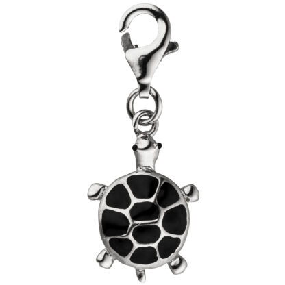 Einhänger/Charm "Schildkröte" 925 Silber mit Lack schwarz