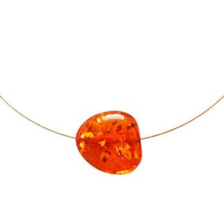 Collier/Juwelierdraht vergoldet mit Bernstein goldorangefarben