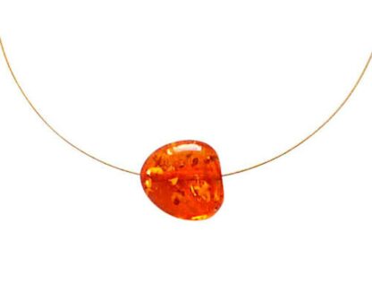 Collier/Juwelierdraht vergoldet mit Bernstein goldorangefarben