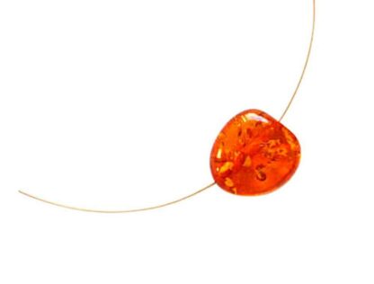 Collier/Juwelierdraht vergoldet mit Bernstein goldorangefarben