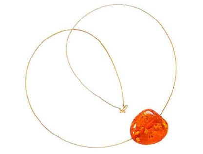 Collier/Juwelierdraht vergoldet mit Bernstein goldorangefarben