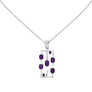 Collier/Ankerkette 925 Silber mit Amethyst Cabochons