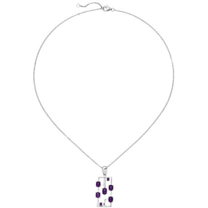 Collier/Ankerkette 925 Silber mit Amethyst Cabochons