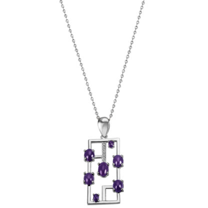 Collier/Ankerkette 925 Silber mit Amethyst Cabochons