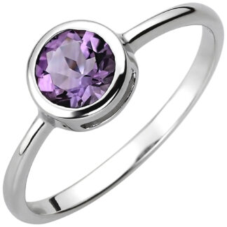 Ring rund 925 Silber mit Amethyst violett