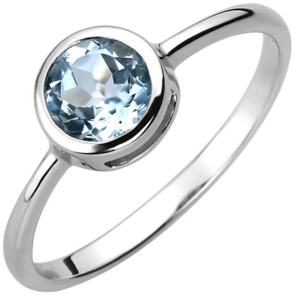 Ring 925 Silber mit Blautopas rund