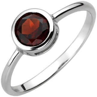 Ring rund 925 Silber mit Granat rot