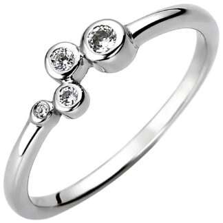 Ring 925 Silber mit 4 Zirkonia weiß rund abstrakt