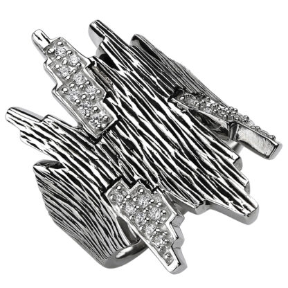 Ring 925 Silber/teilgeschwärzt mit Zirkonia abstrakt strukturiert