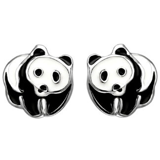 Kinder-Ohrstecker "Panda" 925 Silber Lack schwarz/weiß