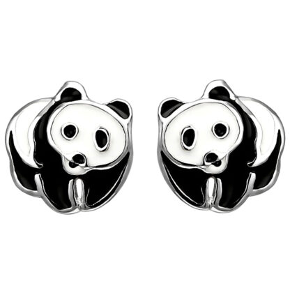 Kinder-Ohrstecker "Panda" 925 Silber Lack schwarz/weiß