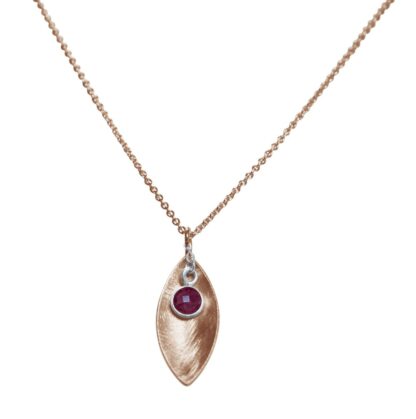 Collier mit Navette-Anhänger und Rubin 925 Silber/rosévergoldet